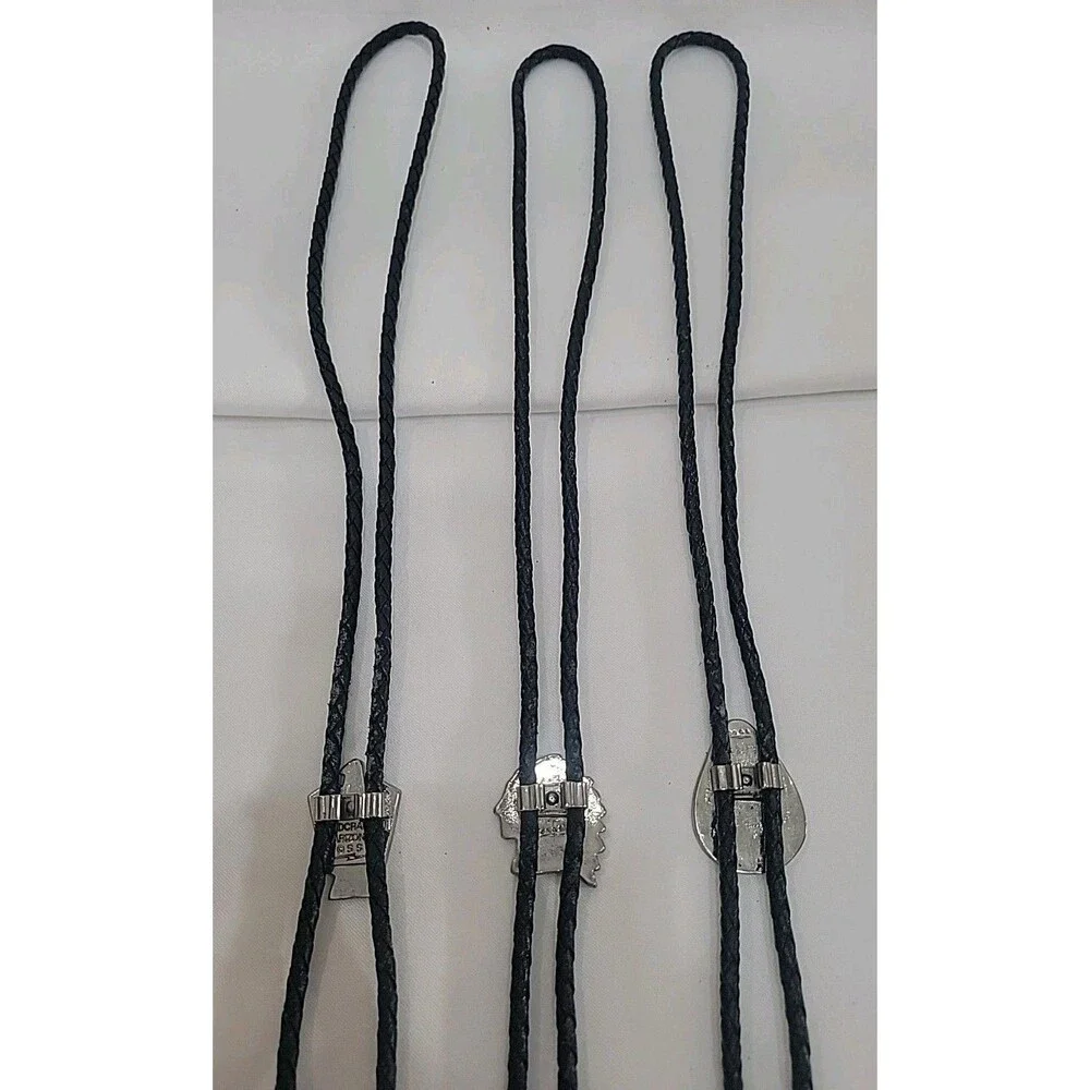 VTG Lot Of 3 Southwestern SSI Native American Bolo Tie w/Turquoise & Coral USA